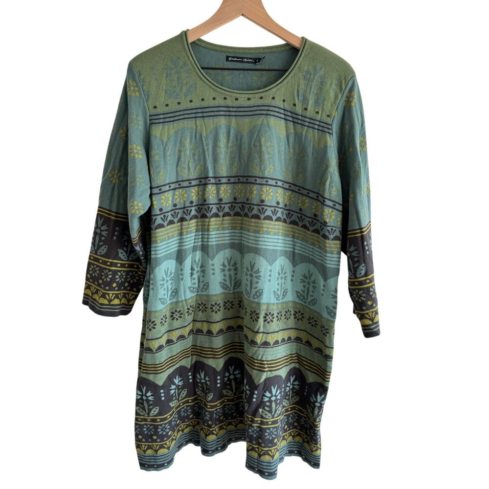 Gudrun Sjoden Womens XL Blue Knit Organic Cotton Dress